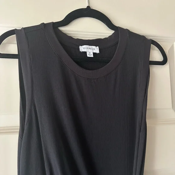 Evereve Aster Ribbed Tank Midi Dress in Black - Picture 3 of 8